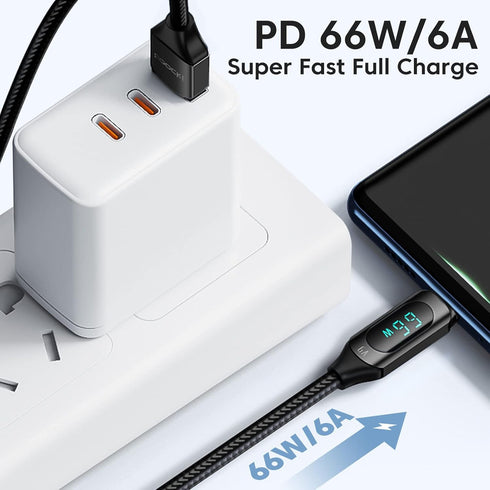 USB A to USB C Cable Type C Charger Fast Charging Cable 5A PD 100w 6.6FT USB C Cable with LED Display, 480Mbps Data Nylon Braided Cable for iPad Pro 12.9in iPad Pro 11in