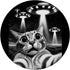 Cat UFO | Funny Invasion Meme Retro Alien Cat UFO Selfie PopSockets Standard PopGrip