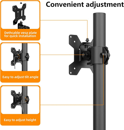 Pholiten Monitor Mount for Most 13-32" Computer Screens up to 22lbs, Adjustable Single Desk Stand with Tilt Swivel