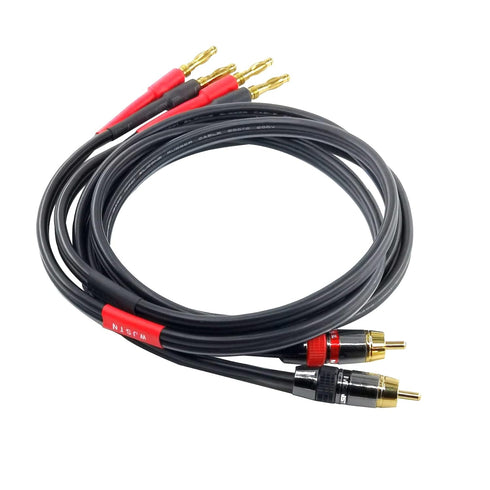 Male RCA to Banana Plug Speaker Cable, 12AWG, 2 Pack (3FT) - Banana Plug to RCA Speaker Cable