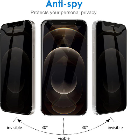 JETech 2-Pack Privacy Screen Protector for iPhone 12 Pro Max 6.7" with Camera Lens Protector, Anti-Spy Tempered Glass.