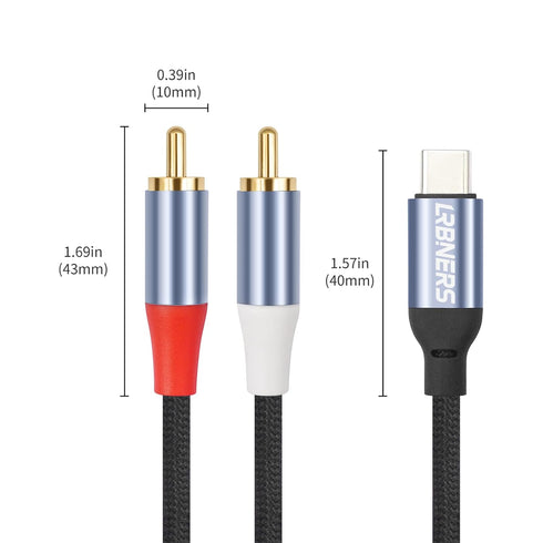 3.3FT USB-C to Dual RCA Cable - Digital to Analog Audio Cable with DAC Chip, Gold-Plated RCA Connectors, Dual-Shielded