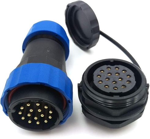 SD28 28MM IP68 16Pin Panel Mount Waterproof Wire Connector,Industrial Power Cable Connector (16-Pin, Panel Mount-Plug(male)&Socket(female))