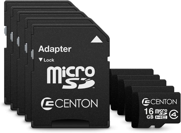 Centon MicroSD Class 4 Flash Memory Card 16GB x 5, (S1-MSDHC4-16G5PK)