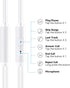 Wired Earbuds Headphones with Microphone Noise Isolating Stereo Bass in-Ear Earphones – for Smartphones, Tablets, Schools, Ipads, Multiuse - 3.5mm Plug in Audio Jack - White