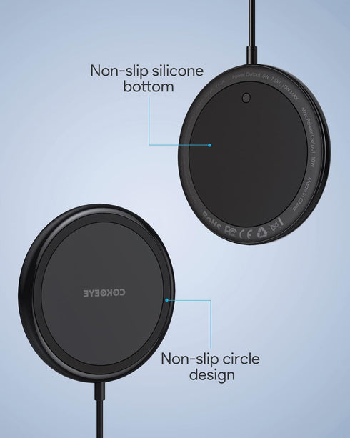 Wireless Charger, 15W Max Fast Wireless Charging Pad 2-Pack, Compatible with iPhone 15/15 Pro/15 Plus/15 Pro Max/14/14