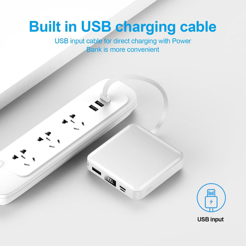 Portable Charger with Built-in Cable, 12000mAh, 22.5W Fast Charging Power Bank, USB C Input/Output for iPhone, Tablet,