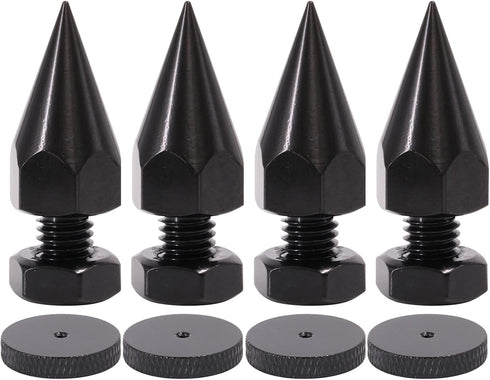 Flushbay 4 Pack Speaker Spikes Floor Protectors Adjustable Speaker Isolation Spikes M8 Black