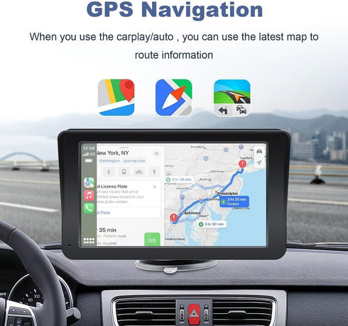 EVCONN 7'' Wireless CarPlay CarPlay Screen for Car, Apple CarPlay & Android Auto, Portable HD Touch Screen Car Stereo