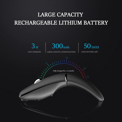 Foldable Bluetooth Travel Mouse - Wireless Portable 2.4G Arc Mouse for Laptop with Carry Bag