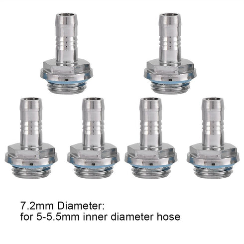 PC Water Cooling System 6 PCS Two-Touch Fitting G1/4 Thread Barb Connector for Tube, Water Cooling Kit