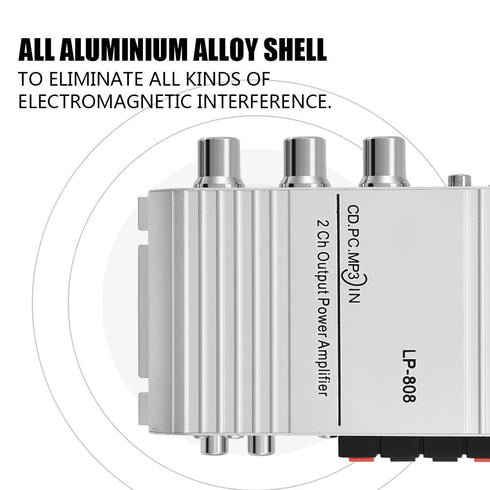 Portable Mini HiFi Stereo Amplifier, 20W 2 Channel Stereo Bass Auto Car Home Audio Power Amplifier for Phone, MP3,