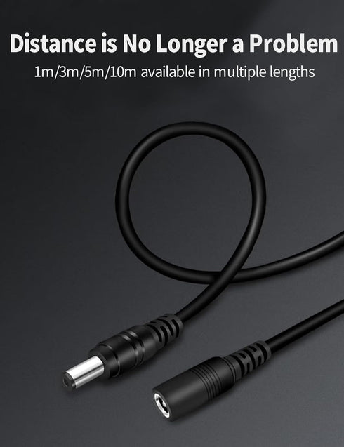 2 Pack 3.3FT 1M 5.5 mm 2.1 mm 5521 12V Tonton DC Power Extension Cable x Male to Female DC Adapter Cord Compatible