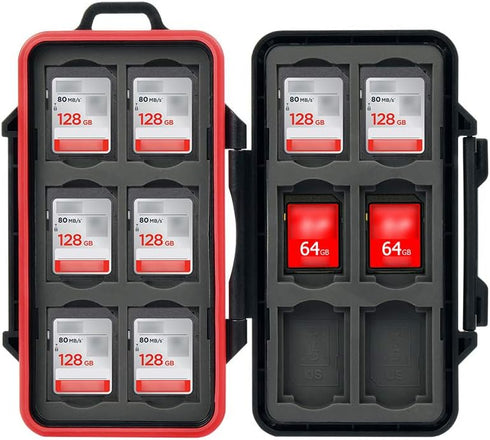 PROfezzion 24 Slots SD Card Holder, Water-Resistant & Anti Shock Memory Card Case