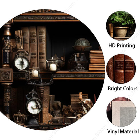 Action Bloom 7x5ft Vintage Bookshelf Backdrop Retro Study Room Photography Background for Zoom Meeting Online Teaching