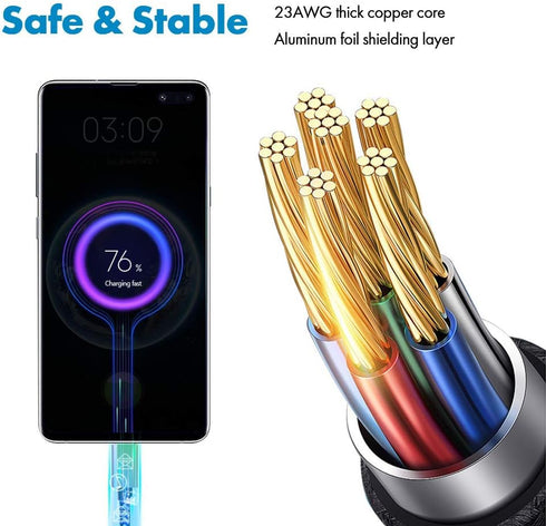 Deegotech Type C Charger, 10 ft Fast Charging USB C Cable, Nylon Braided, Fit for Galaxy S10 S9 S8 Plus, Note9