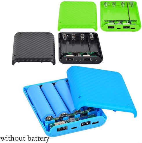 Floweringbeter 4 5V 2 4A, 5V 2.4A) Slots Power Bank Battery Box Charging Case with Type C and Mic Input, Dual USB