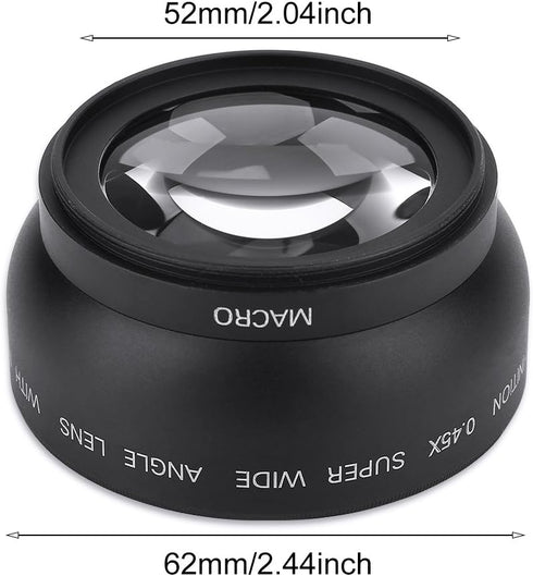 Wide Angle Macro Lens, 52mm 0.45X Magnification Universal Conversion Lens for Canon, Nikon, Sony