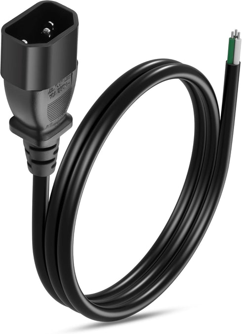 CERRXIAN 3.9FT IEC 320 C14 Male 3 Pin with Open Wiring Stripped, 16AWG