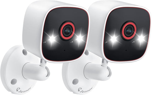 Jennov 2K Home Security Cameras - Indoor/Outdoor WiFi Camera for Baby, Pet Dog, 2 Pcs with Color Night Vision