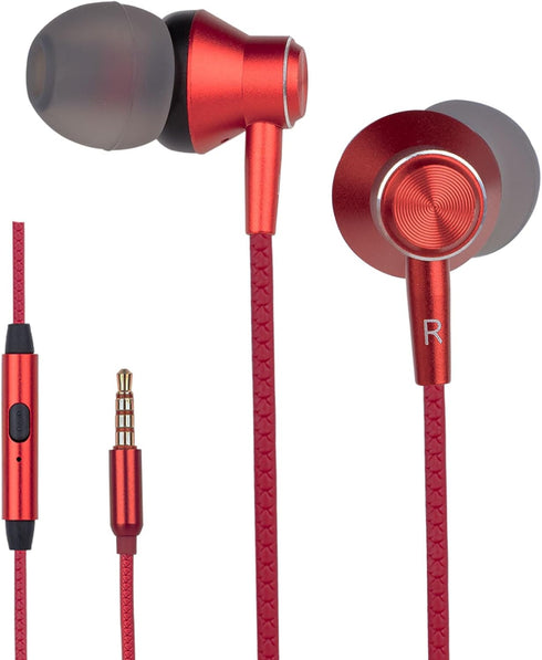 MR01 Wired in-Ear Earbuds Headphones with Microphone, S/M/L Ear Bud Tips, High Sound Quality, Tangle-Free, for Phones,