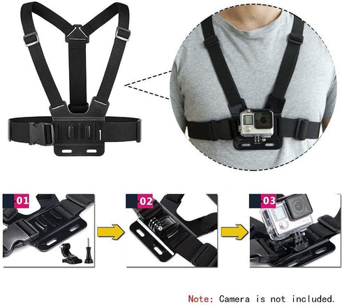 ACUVAR Chesty Body Mount Strap Harness for GoPro Hero 12, 11, 10, 9, 8, 7, 6, 5, 4, 3+, 3, 2, 1, Max, AKASO, DJI Osmo