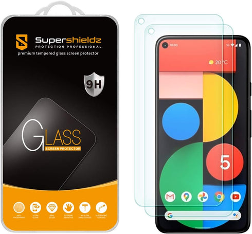 Supershieldz (2 Pack) Designed for Google Pixel 5 Tempered Glass Screen Protector,