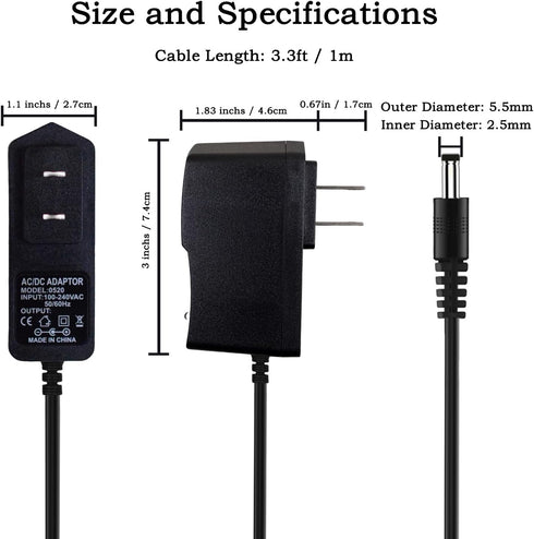 EGOCHALLENGER 4.2V 2A 100-240V 5.5x2.5mm (3FT Lithium Battery Charger Power Supply, AC to DC Adapter with Center