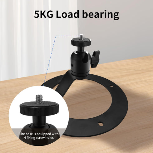 Tonalee 360 1/4" Projector Stand Table Tripod: Ballhead Angle Degree Adjustable with Screw for Most Projectors Webcams