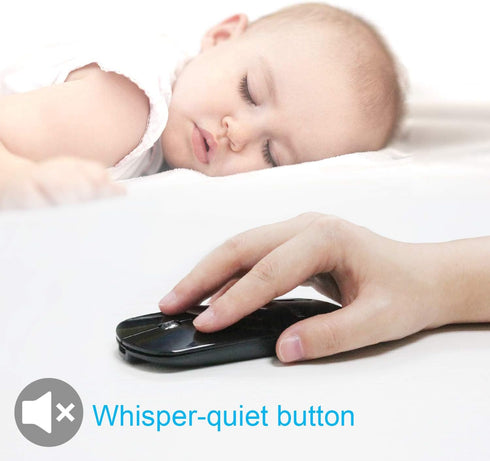 FENIFOX Slim Mini Bluetooth Mouse - Whisper-Quiet Portable Wireless Mice, Rechargeable, Compatible with Laptop, PC,