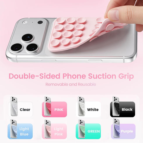 Mnyatr (2 Pack) Upgraded Double Sided Suction Cup Phone Mount, Sticky Phone Grip Holder for Hands-Free Selfies