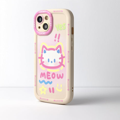 Mouzor 13, Cute Phone Case Compatible with iPhone Big Head Kitty Cat, Animals Cartoon Soft Touch TPU Heavy Duty
