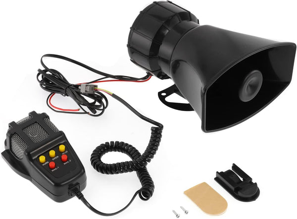 Partol Car Siren Horn 5 Tone - Vehicle Siren Speaker with Mic PA System, 100W Emergency Sound Amplifier