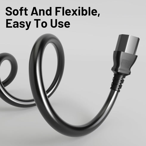 Vockjour 3 5ft 10 125 18AWG, 5-15P C13, Prong AC Power Cord Cable Amps Volts NEMA to Black PC Power Cable for TV