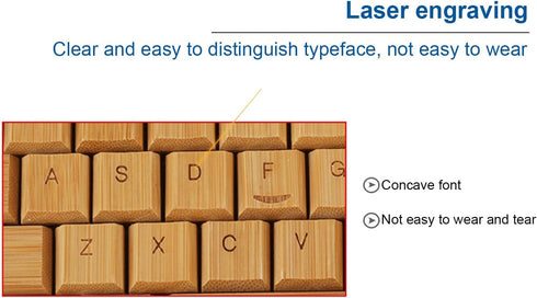 Keyboard and Mouse, 2.4GHz Plug and Play Bamboo Wood Control Devices for Win XP, NT, Vista, Win10, OS X, Android