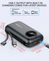 AYEWAY 10,000mAh Mini Portable Charger with Built-in Cable, USB C Fast Charging Power Bank with 4 Outputs, External