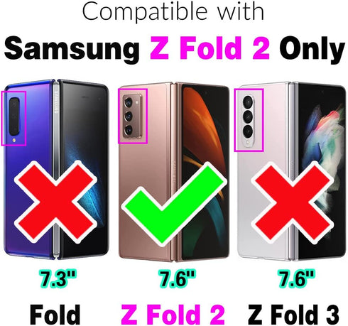 Compatible with Samsung Galaxy Z Fold 2 5G 2020 Wallet Case Wrist Strap Lanyard Leather Flip Card Holder Cell Accessories Phone Cover for Gaxaly ZFold2 Z2 Fold2 ZFold25G Women Men Blue