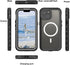 Full Body Case for iPhone 15 Plus 6.7 Inch, Waterproof Anti-Scratch Clear Magnetic Rugged Protector, Black-Gray