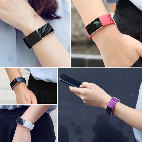 Wepro Black Band Compatible with Fitbit Charge 4/3 for Men and Women, Waterproof Breathable Sport Strap, Small