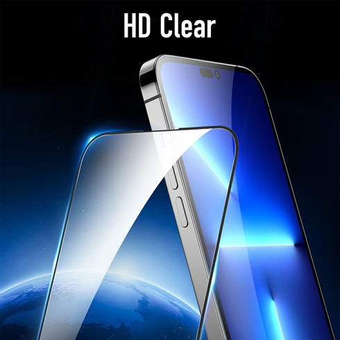 2PCS Tempered Glass Screen Protector for iPhone 14 Pro Max, Full Coverage HD Clear Eye Protection 9H Hardness