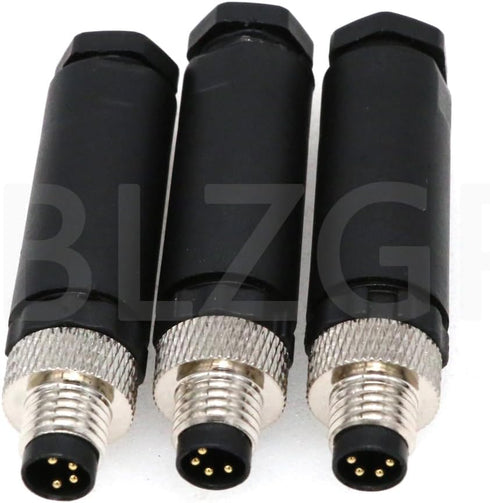 M8 4Pin Male Connector Industrial Sensor Waterproof IP67 A Coding Circular Aviation Connector, 3Pack