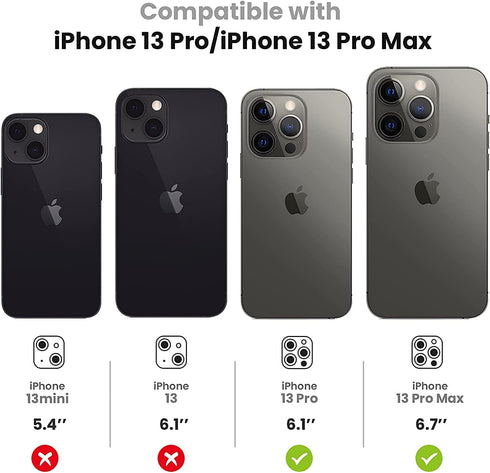 Tensea Camera Lens Protector for iPhone 13 Pro/Pro Max, 9H Tempered Glass Cover with Metal Individual Ring