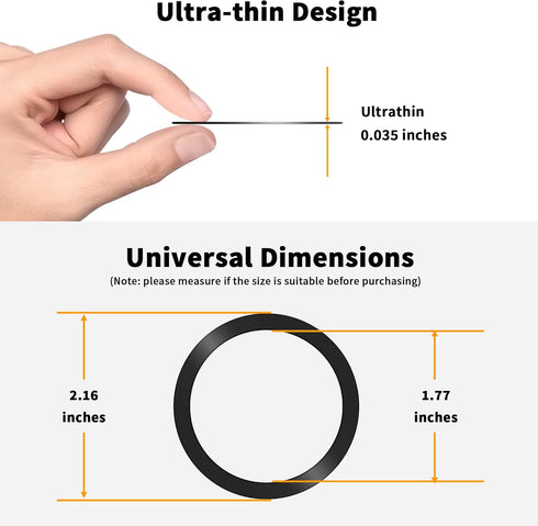 2Pcs Metal Ring Sticker for Pop Socket, Magnetic Adapter Adhesive for iPhone, Magsafe Wireless Charger, Black