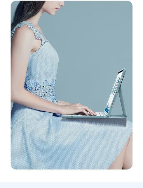 iPad Pro 13 inch 2024 Keyboard Case with Mouse, Detachable Bluetooth Touch Keyboard, Built-in Trackpad, Mist Blue