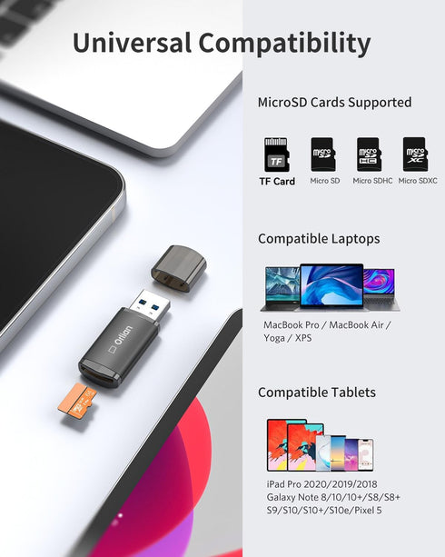 USB 3.0 Micro SD Card Reader for MicroSD, MicroSDHC/SDXC UHS-I Memory Card, Compatible with Windows, MAC, iPhone 15