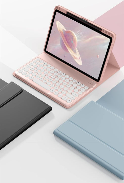 Keyboard Case for iPad Air 11 inch - Detachable Bluetooth Mouse, Candy Color Round Key for iPad Air 4/5, Purple