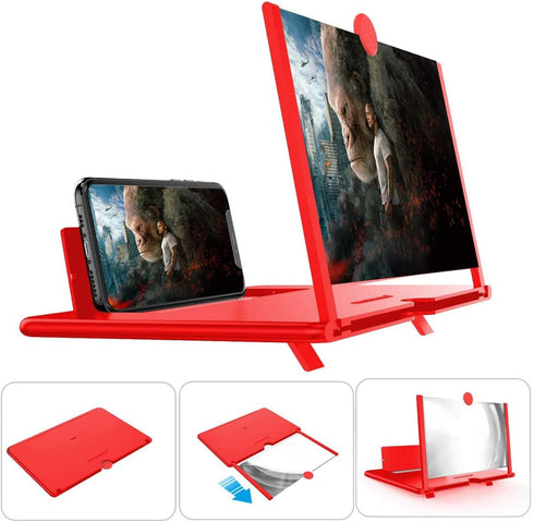Dczonihup 3D Phone Screen Magnifier, Screen Amplifier HD Screen Projector with Foldable Stand, Phone Screen Magnifier