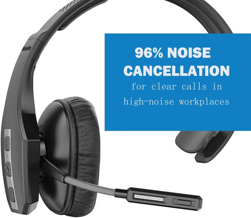 Conambo Bluetooth Headset with Microphone, Trucker Bluetooth Headset with CVC8.0 Noise Cancelling, 35Hrs HD Talktime