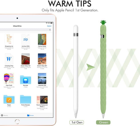AhaStyle Cute Fruit Design iPencil Case Sleeve, Silicone Soft Protective Cover for Apple Pencil 1st Generation