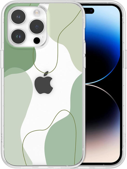 DEFBSC Cute Slim TPU Cover Designed for iPhone 13 Pro Max Case, Soft Shaped Art Design with Built-in Bumper (Green)